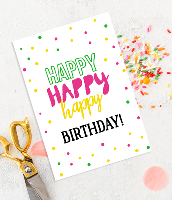 Поздравительная открытка на день рождения с конфетти "Happy Happy happy birthday!" (02153) 02153 фото