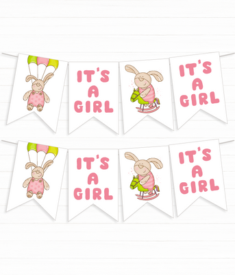 Гирлянда на Baby Shower "It's a Girl" 8 флажков (03093) 03093 фото