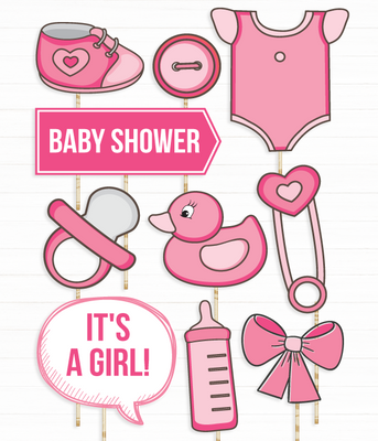 Набор фотобутафории для baby shower "Girl" 10 шт (02359) 02359 фото
