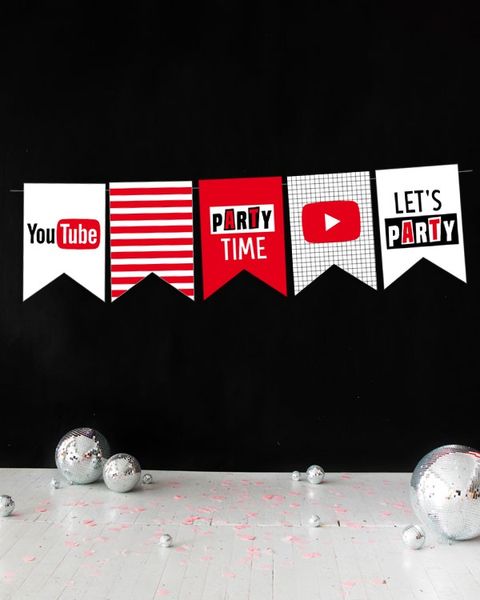 Паперова гірлянда "YouTube Party" 12 прапорців (Y51) Y51 фото