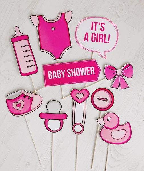 Набір фотобутафорії для baby shower "Girl" 10 шт (02359) 02359 фото