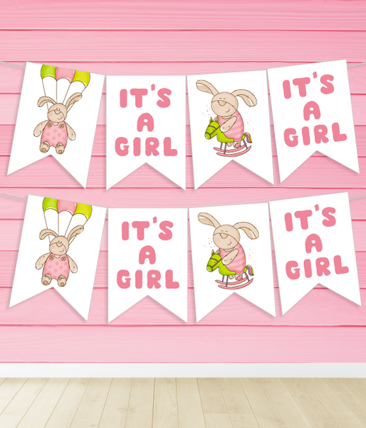 Гирлянда на Baby Shower "It's a Girl" 8 флажков (03093) 03093 фото