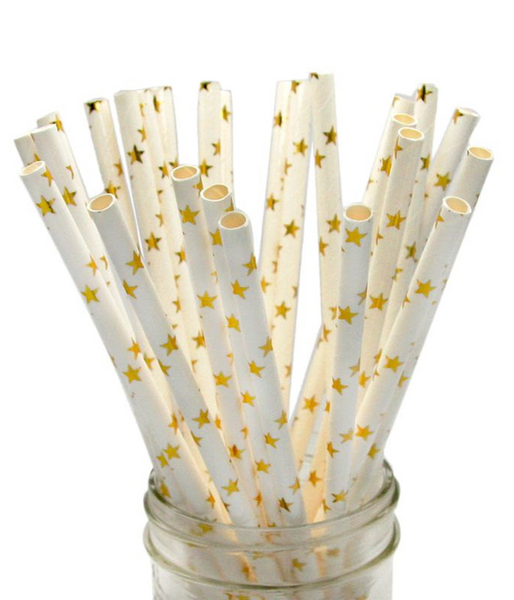 Паперові трубочки "Gold white stars" (10 шт.) straws-15 фото