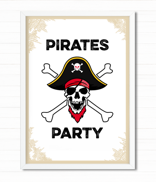 Постер для пиратской вечеринки "PIRATES PARTY" 2 размера (02830) 02830 (А3) фото
