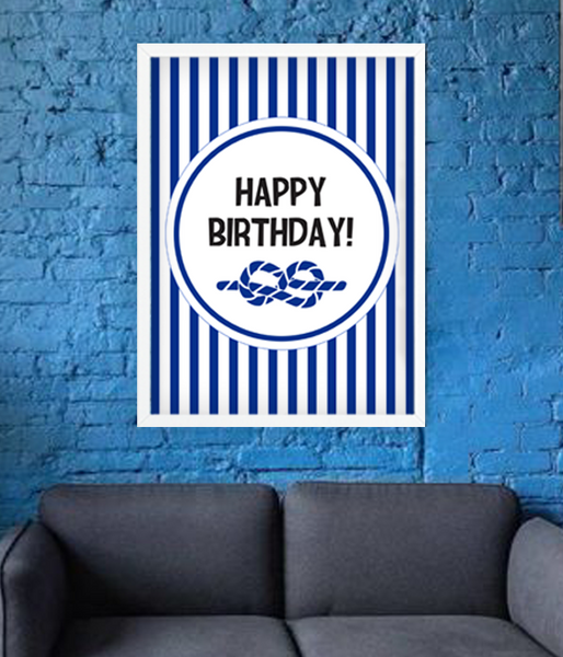 Постер в морском стиле "Happy Birthday!" 2 размера без рамки (02640) 02640 (A3) фото