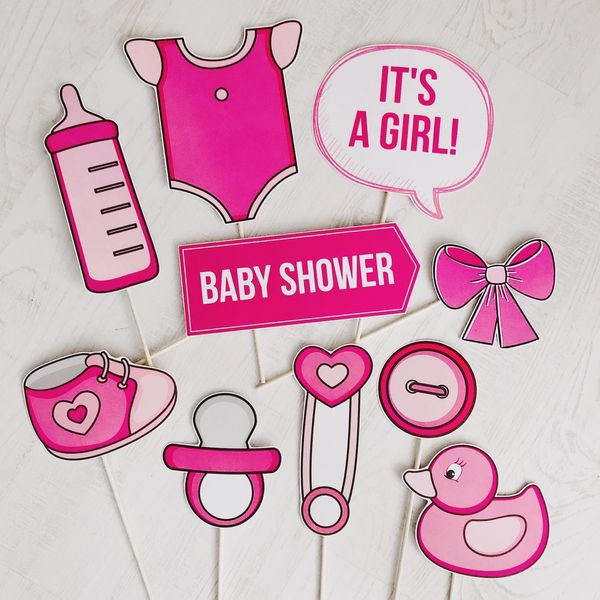 Набор фотобутафории для baby shower "Girl" 10 шт (02359) 02359 фото