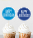 Топпери для капкейків "Happy Birthday" сині 10 шт (02349) 02349 фото 1