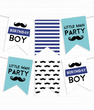 Бумажная гирлянда из флажков для дня рождения "Little Man Party" 12 флажков (091270)