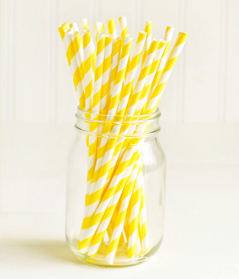 Бумажні трубочки для Yellow white stripes 10 шт (02644) 02644 фото