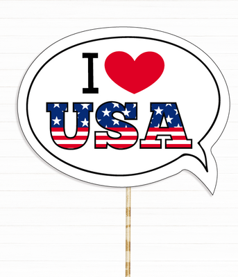 Фотобутафория для американской вечеринки - табличка "I love USA" (03138) 03138 фото