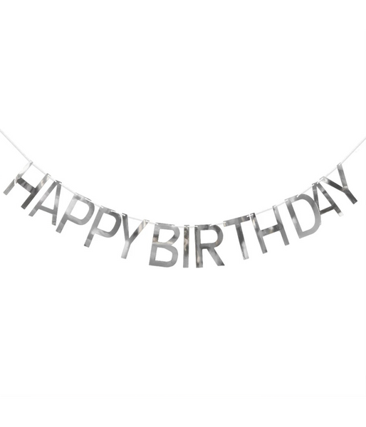 Бумажная гирлянда с серебряными буквами "Happy Birthday" 40-205 фото