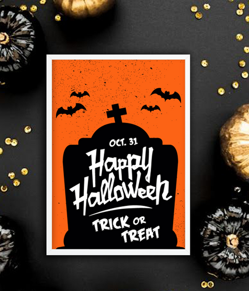 Декор-постер на Хэллоуин с надгробьем Happy Halloween 2 размера (H032960) H032960 (А3) фото