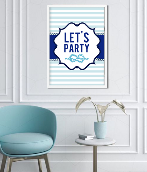 Постер у морському стилі для вечірки "Let's Party!" 2 розміри без рамки (04073) 04073 (A3) фото