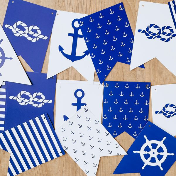 Паперова гірлянда з прапорців у морському стилі 10 прапорців (01951) 01951 фото