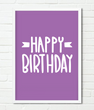 Постер "Happy Birthday" фіолетовий 2 розміри (02104)