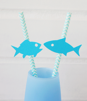 Бумажные трубочки с рыбками для морского праздника 10 шт (03041) 03041 фото