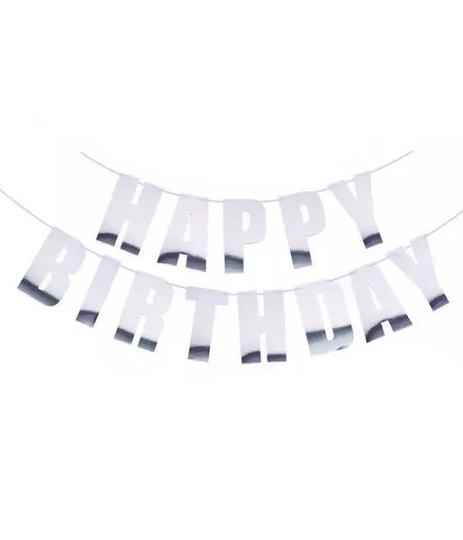 Паперова гірлянда із літер "Happy Birthday" срібна (M40155) M40155 фото