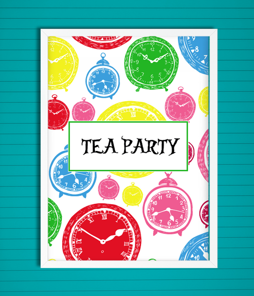 Постер для праздника Алиса в стране чудес "TEA PARTY" 2 размера (02390) 02390 (А3) фото