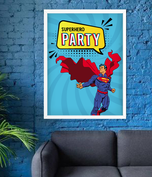 Постер для праздника супергероев "Superhero Party" (2 размера) S44 (A3) фото