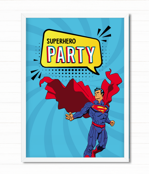 Плакат для свята супергероїв Superhero Party (2 розміри) S44 (A3) фото