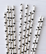 Паперові трубочки білі з чорними кажанами на Хелловін 10 шт (034501)