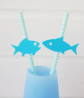 Бумажные трубочки с рыбками для морского праздника 10 шт (03041)