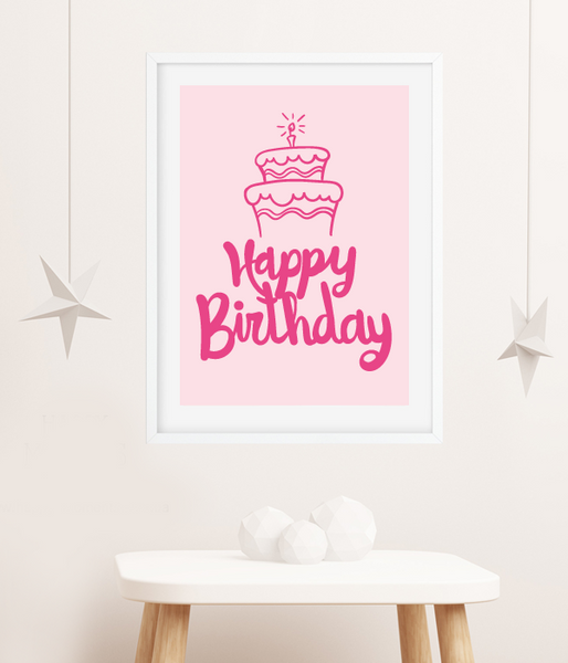 Постер для прикраси дня народження з тортом "Happy Birthday" 2 розміри (02347) 02347 фото