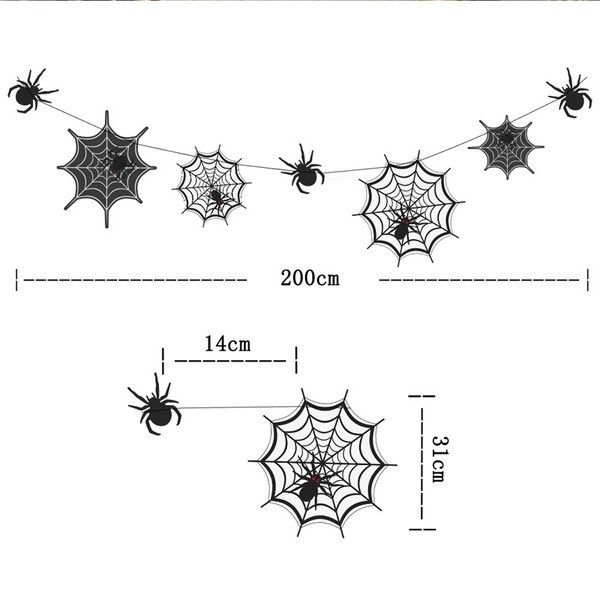 Фігурна гірлянда з павутинами та павуками на Хелловін 2 метри (H7074) H7074 фото