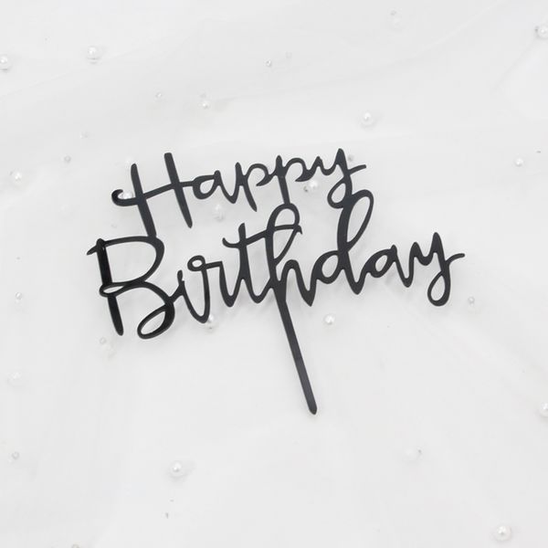 Топпер для торта "Happy birthday" черный (T-114) T-114 фото