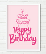 Постер для прикраси дня народження з тортом "Happy Birthday" 2 розміри (02347)