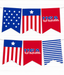 Паперова гірлянда з прапорців для американської вечірки "USA" 12 прапорців (05010)