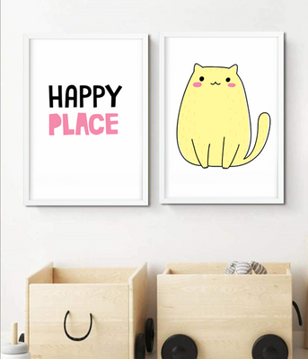 Набор из двух постеров для детской комнаты "HAPPY PLACE" 2 размера (01783) 01783 (А4) фото