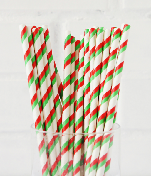 Бумажні трубочки Green and red stripes (10 шт.) straws-25 фото