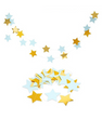 Паперова гірлянда "Блакитні та золоті зірки" 2 метри (M4019)