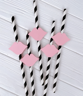 Бумажные трубочки с розовыми губками (10 шт.) straws-700 фото