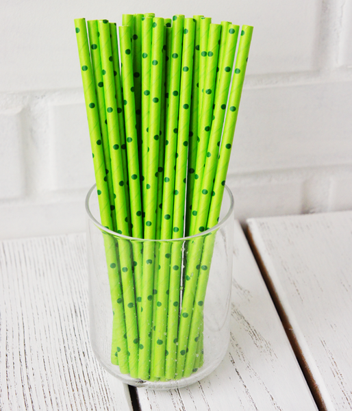 Бумажні трубочки Green dots (10 шт.) straws-12 фото