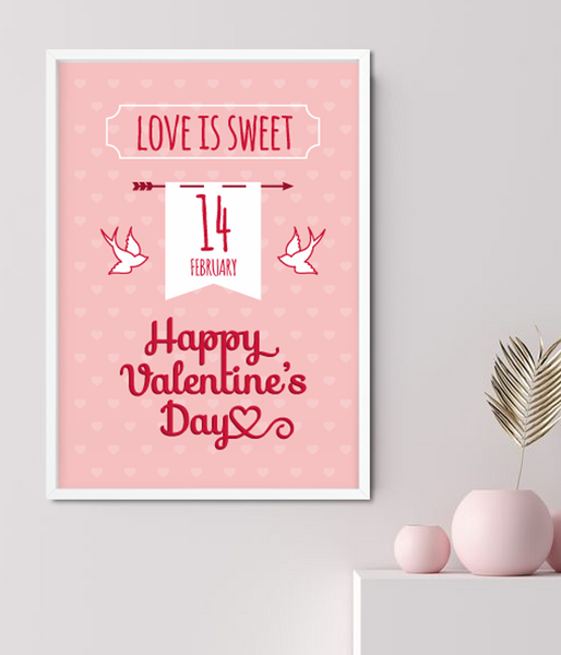 Плакат Happy Valentines Day розміром 2 без рамки (02306) 02306 фото