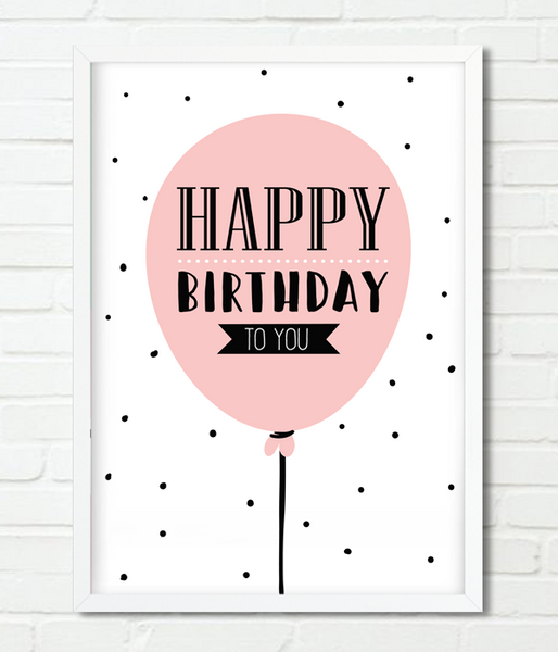 Постер з повітряною кулькою "Happy Birthday" 2 розміри (02100) 02100 (A3) фото