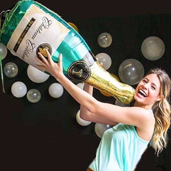Велика повітряна куля "Пляшка шампанського" зелена 110x60 см (B282023) B282023 фото