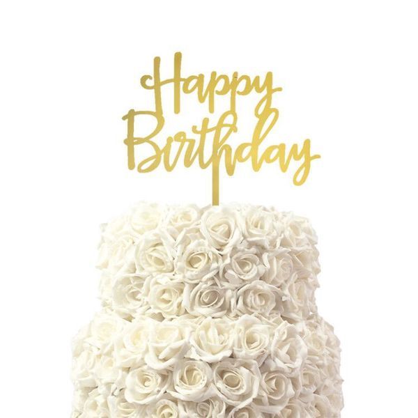 Топпер для торта "Happy birthday" золотий (T-200) T-200 фото