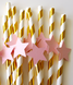 Бумажные трубочки золотые со звездами (10 шт.) straws-17 фото 1