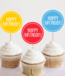 Топпери для капкейків "Happy Birthday" кольорові 10 шт (02642)