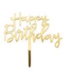 Топпер для торта "Happy birthday" золотой (T-200)