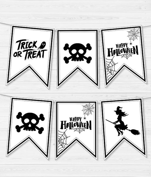Бумажная гирлянда из флажков на Хэллоуин "Halloween Mix" 12 флажков (H2051) H2051 фото