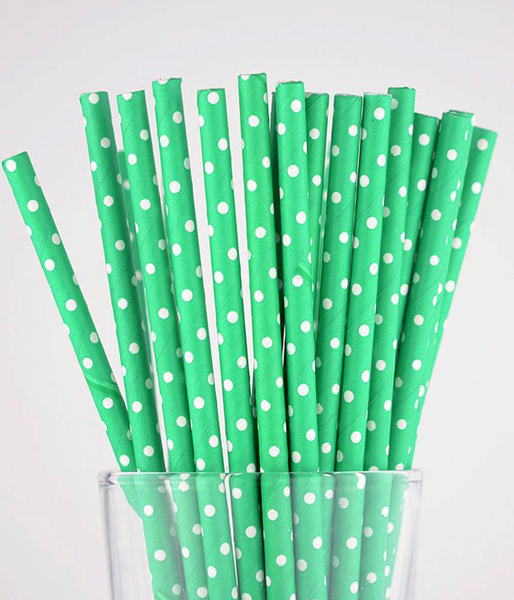 Бумажні трубочки Green white dots (10 шт.) straws-11 фото