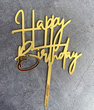 Топпер для торта "Happy birthday" золотой 14х10 см (B-926)