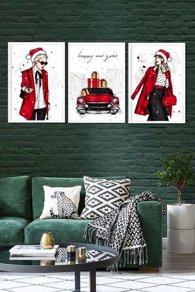 Новорічний декор - набір модних постерів А3 без рамок 3 шт (04216) 04216 фото