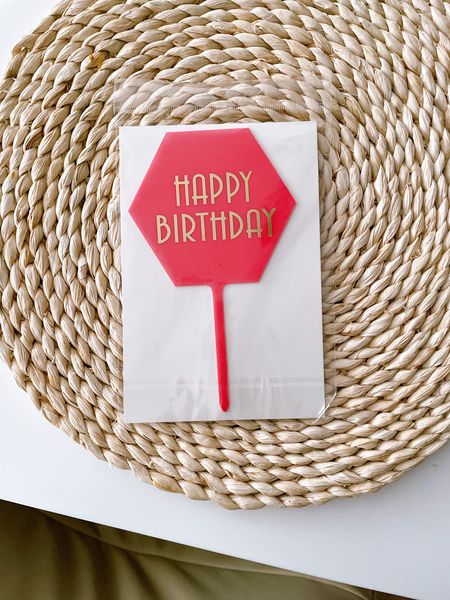 Топпер для торта "Happy birthday" малиновий (B-916) B-916 фото