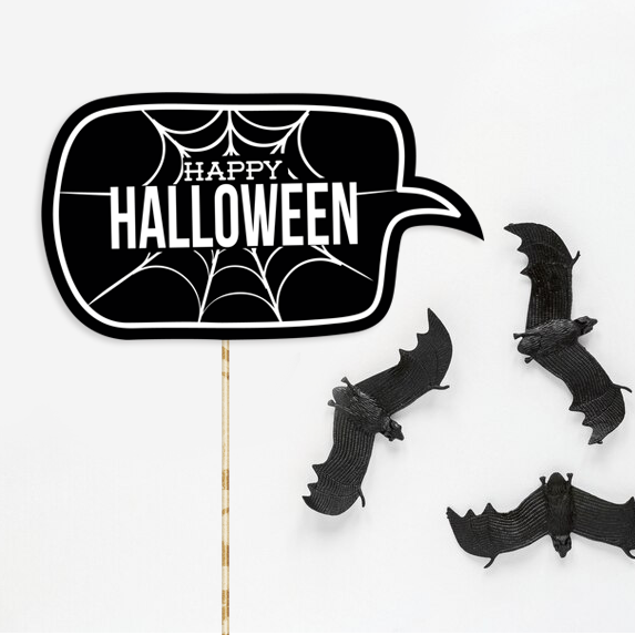 Табличка для фотосессии на Хэллоуин "Happy Halloween" черно-белая (H-83) H-83 фото