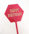 Топпер для торта "Happy birthday" малиновий (B-916)